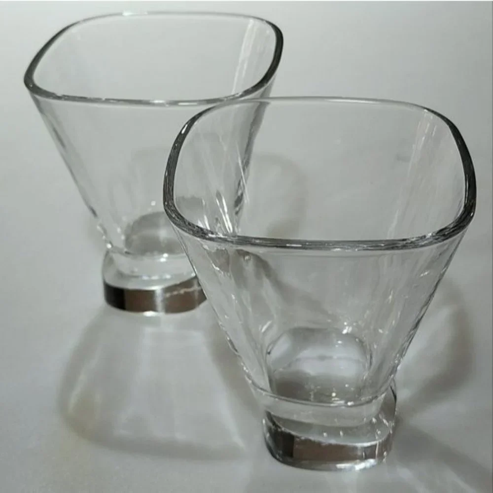 Set of Two Semi Square Cocktail Dessert Martini Crystal Drinking Glass‎ 7.5 Oz